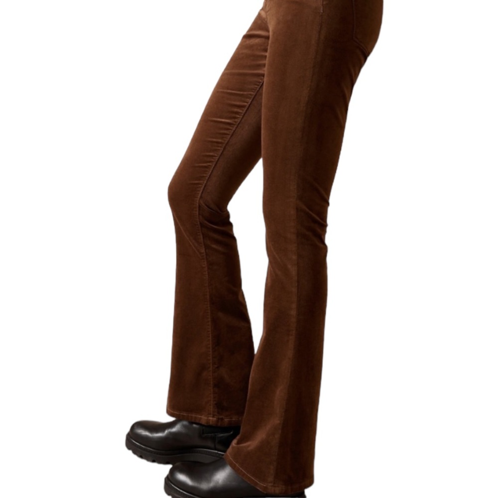 Banana Republic‎ High Rise Flare Velvet Coconut Brown Pants Trousers Jeans 33L